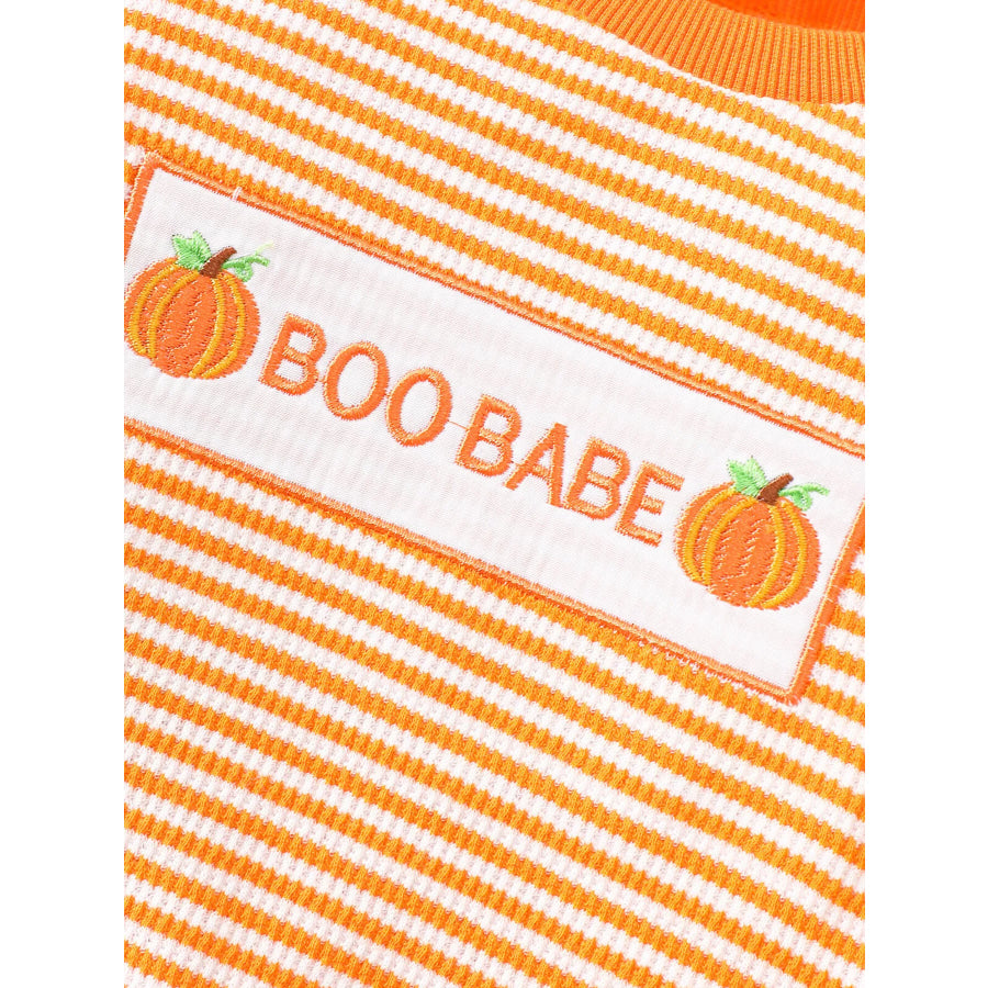Children’s Halloween Pumpkin Striped Long Sleeve Pajama Set Apparel and Accessories