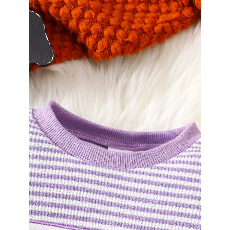 Children’s Halloween Pumpkin Striped Long Sleeve Pajama Set Apparel and Accessories