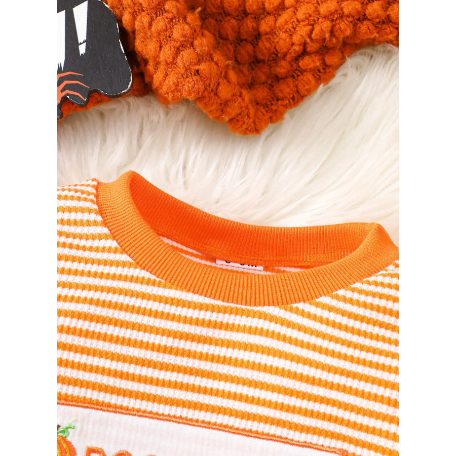 Children’s Halloween Pumpkin Striped Long Sleeve Pajama Set Apparel and Accessories