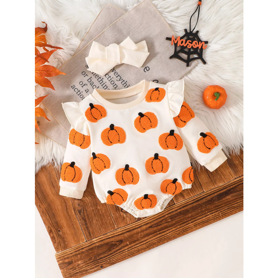 Children’s Halloween Ruffled Long Sleeve Bodysuit Apricot Color / 0-3M Apparel and Accessories