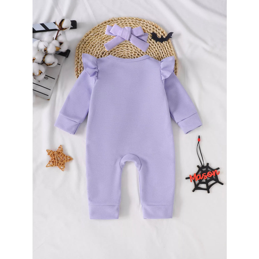 Children’s Halloween Ruffled Long Sleeve One-Piece Jumpsuit with Headband Apparel and Accessories