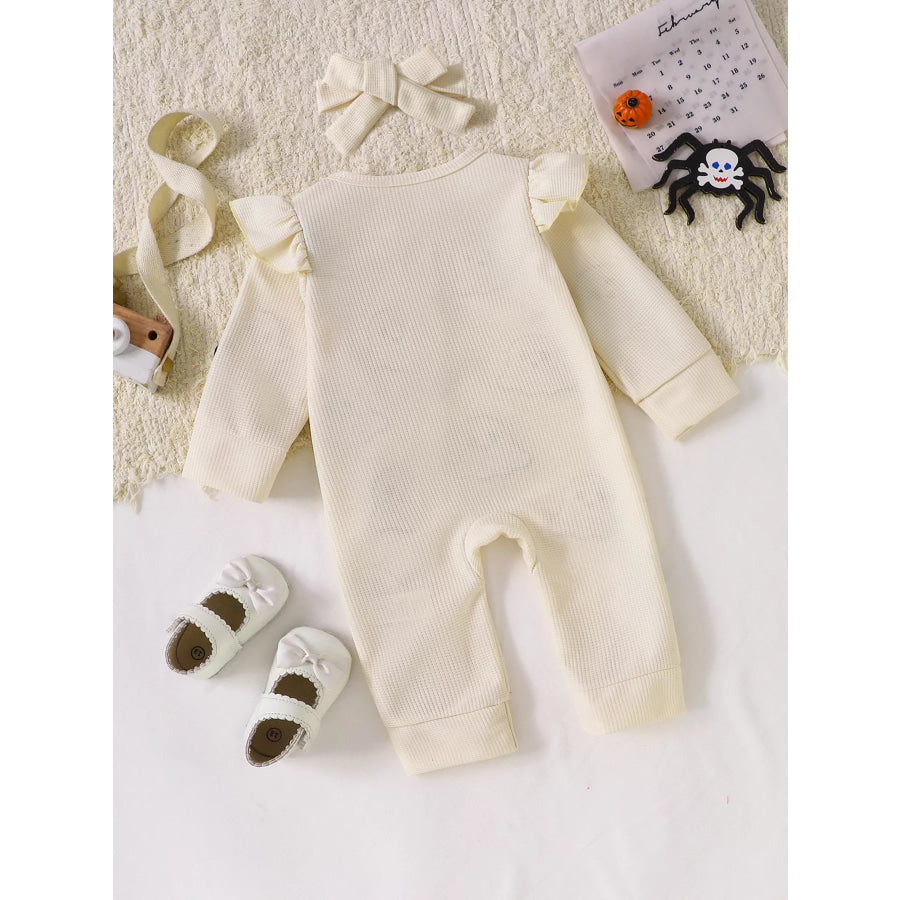 Children’s Halloween Ruffled Long Sleeve One-Piece Jumpsuit with Headband Apparel and Accessories