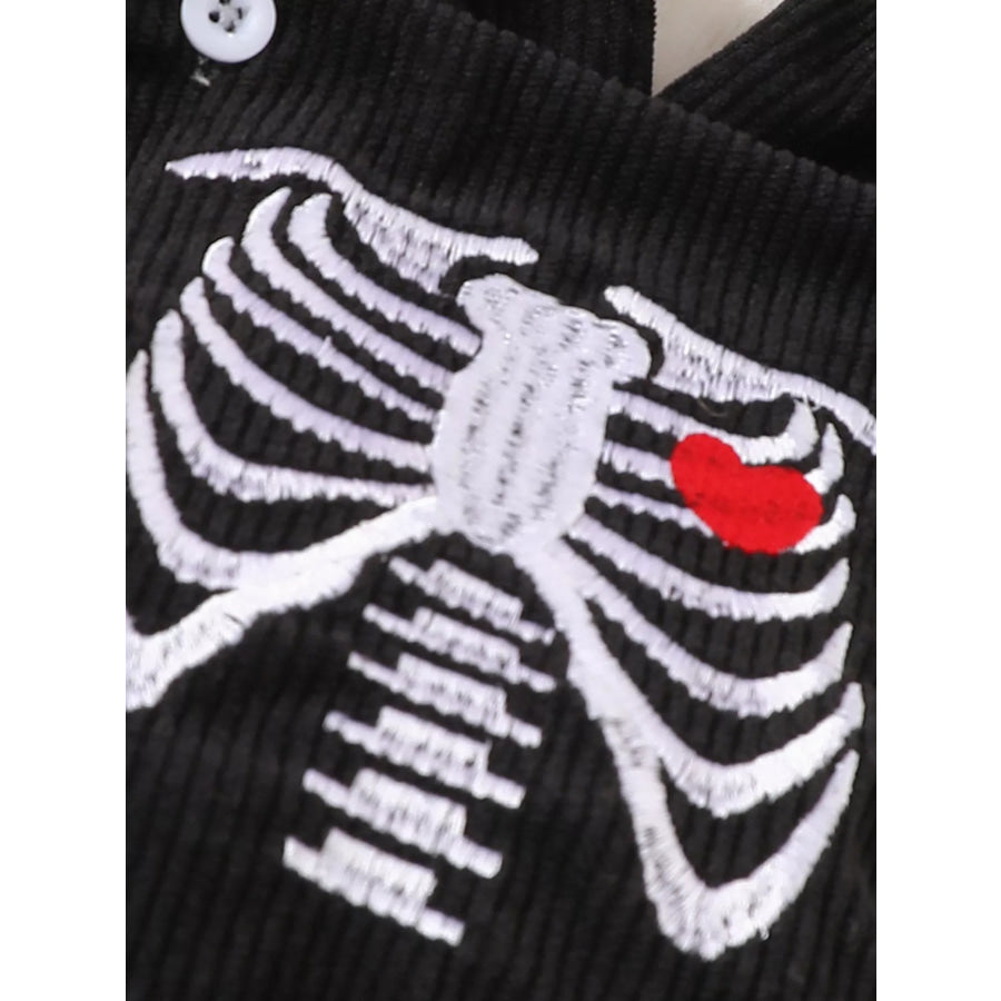 Children’s Halloween Skeleton Ruffle Bodysuit and Bow Headband Set Apparel Accessories