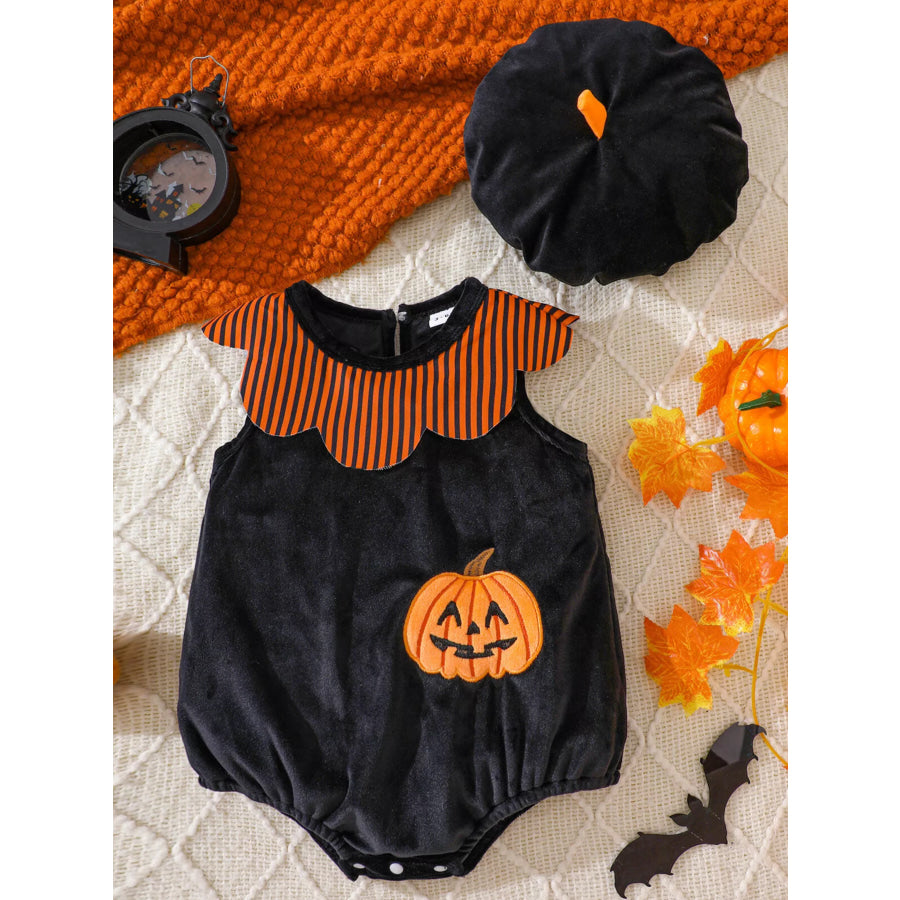 Children’s Halloween Sleeveless Bodysuit and Hat Set Black / 0-3M Apparel and Accessories