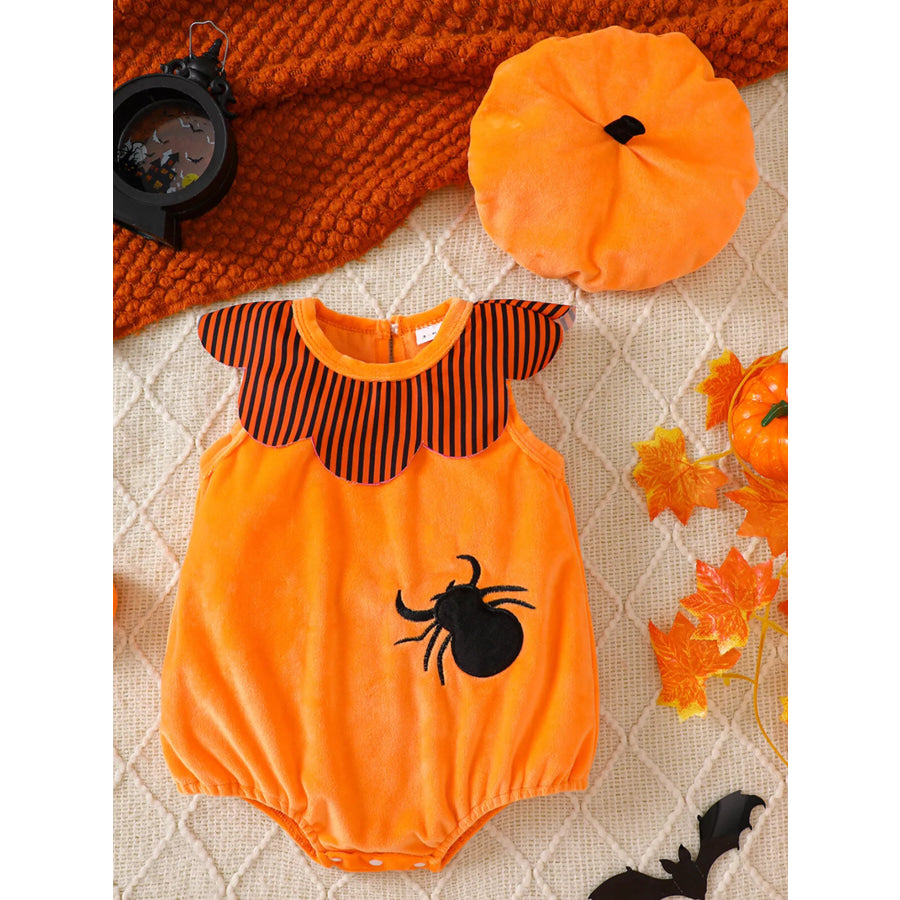 Children’s Halloween Sleeveless Bodysuit and Hat Set Orange / 0-3M Apparel and Accessories