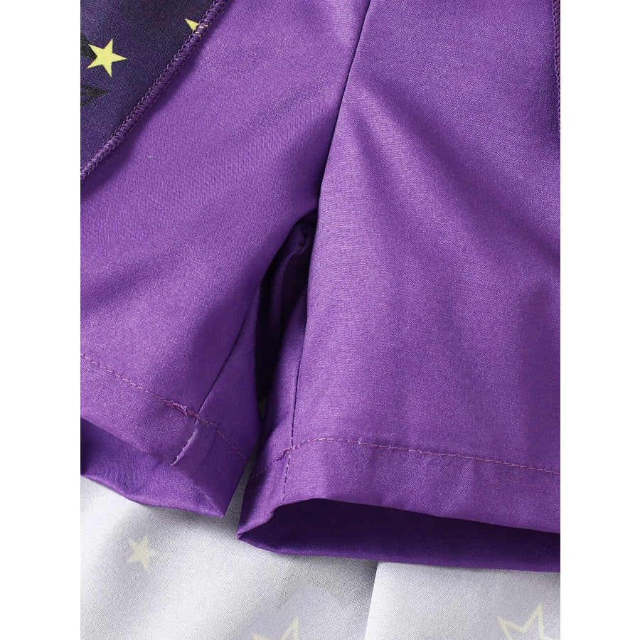 Children’s Halloween Spaghetti Strap Romper with Tulle Sleeves and Starry Overlay Apparel Accessories