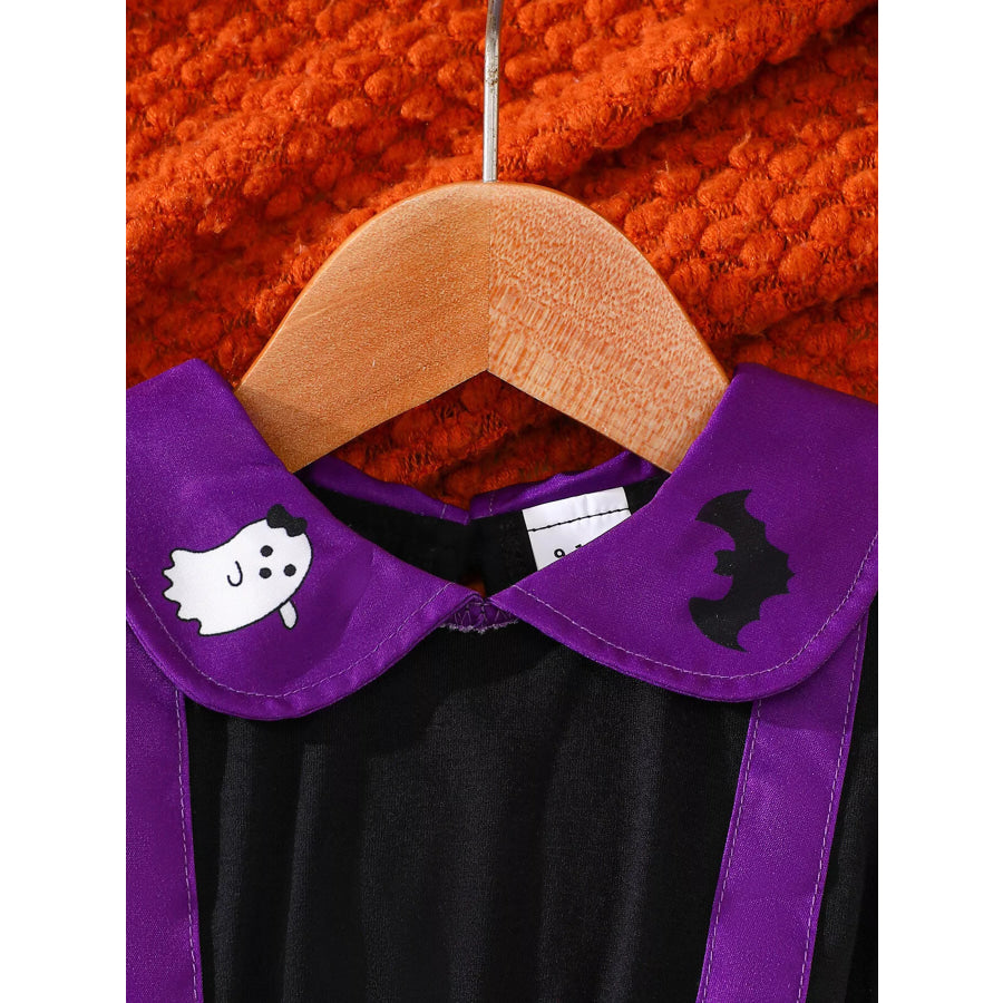 Children’s Halloween Spiderweb Print Peter Pan Collar Dress Apparel and Accessories