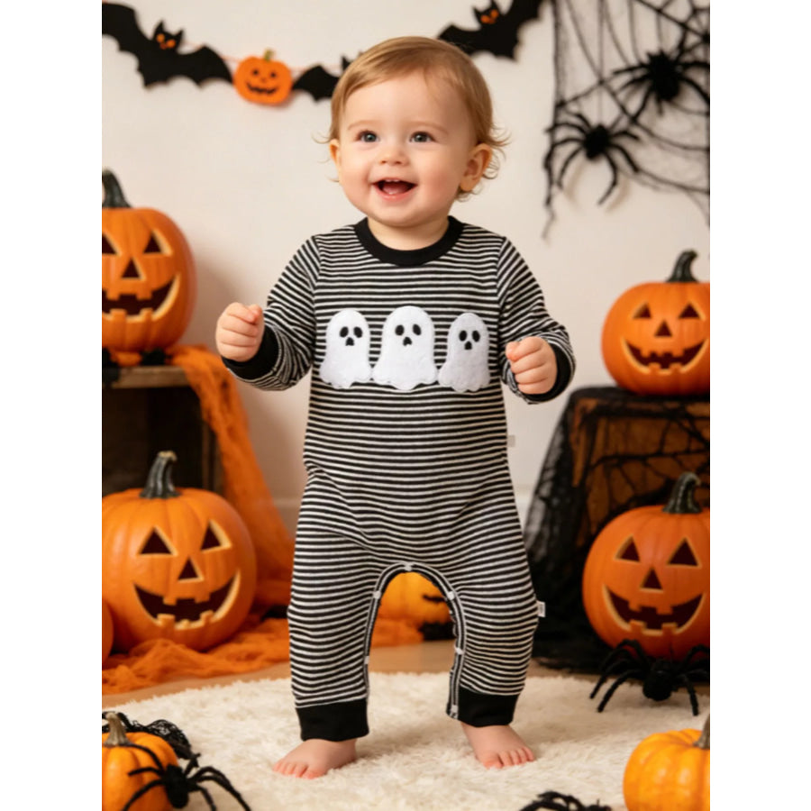 Children’s Halloween Striped One-Piece Jumpsuit Black / 0-3M Apparel and Accessories