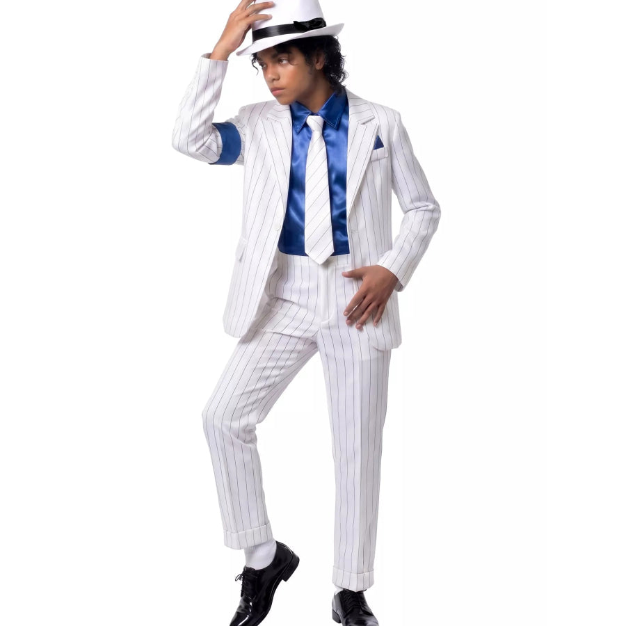Children’s Halloween Striped Suit Costume 5 Piece Set with Shirt and Fedora & Tie Apparel Accessories