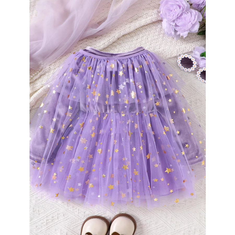 Children’s Halloween Velvet Dress and Mesh Cape Set Apparel Accessories