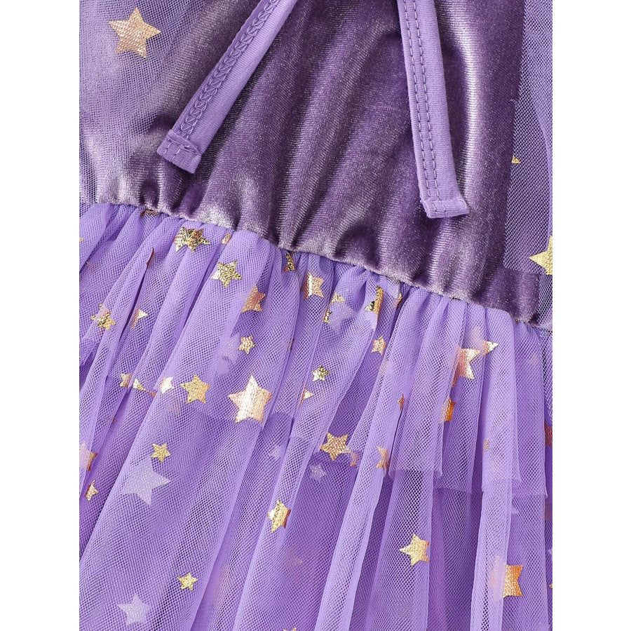 Children’s Halloween Velvet Dress and Mesh Cape Set Apparel Accessories