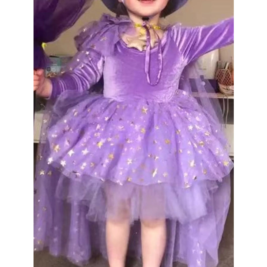 Children’s Halloween Velvet Dress and Mesh Cape Set Light Purple / 18-24M Apparel Accessories