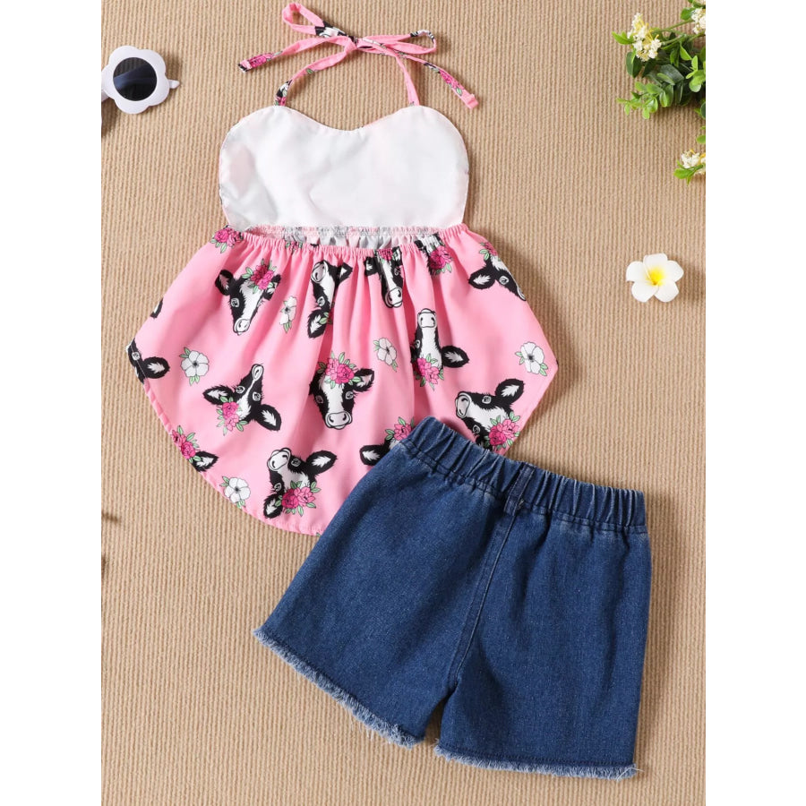 Children’s Halter Neck Cami and Denim Shorts Set Apparel and Accessories
