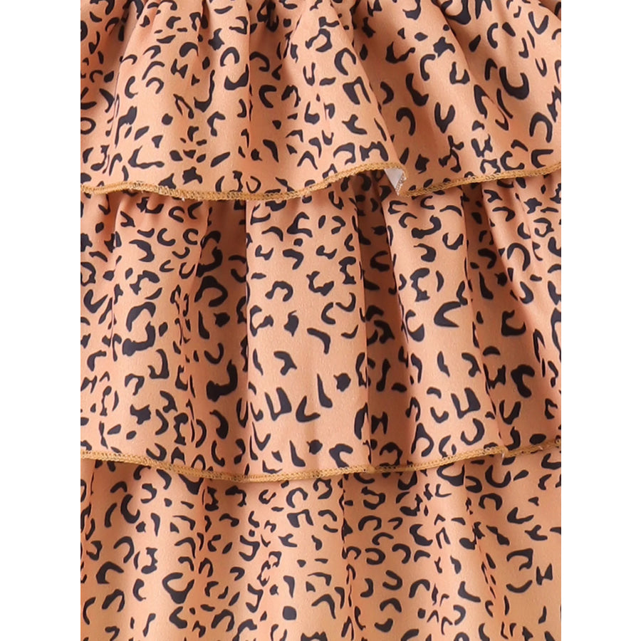 Children’s Halter Top and Leopard Print Ruffled Skirt Set with Hat Apparel and Accessories