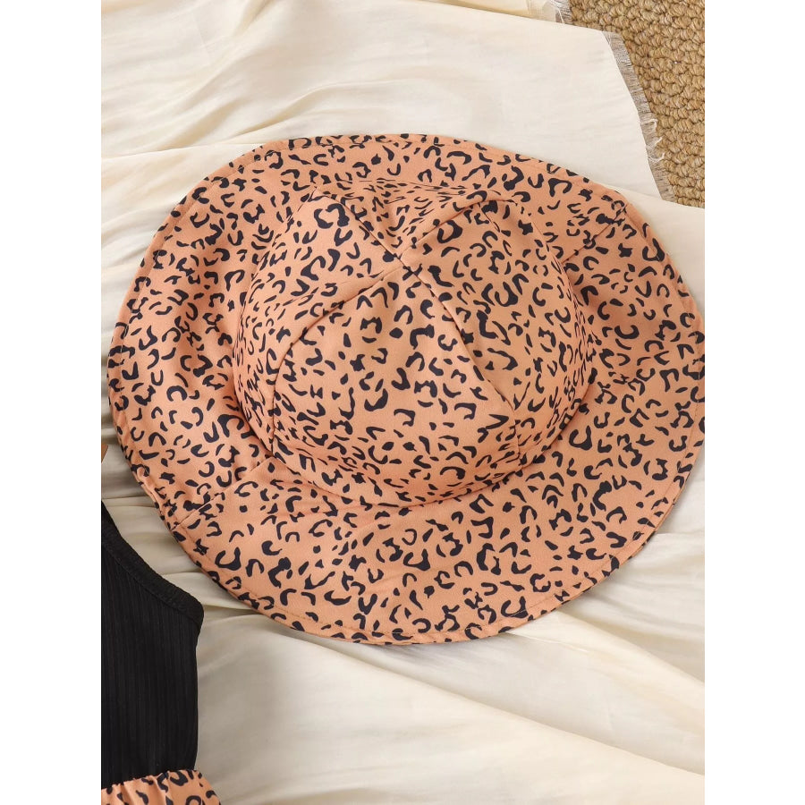 Children’s Halter Top and Leopard Print Ruffled Skirt Set with Hat Apparel and Accessories