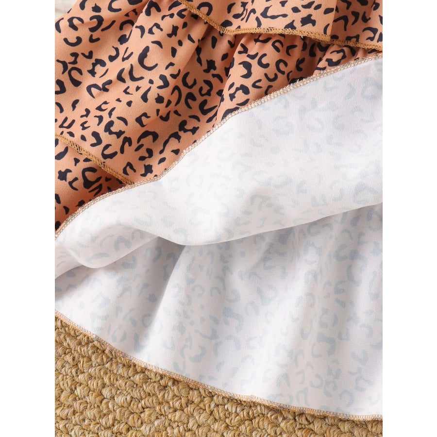 Children’s Halter Top and Leopard Print Ruffled Skirt Set with Hat Apparel and Accessories