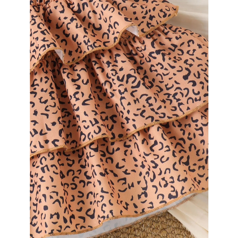 Children’s Halter Top and Leopard Print Ruffled Skirt Set with Hat Apparel and Accessories