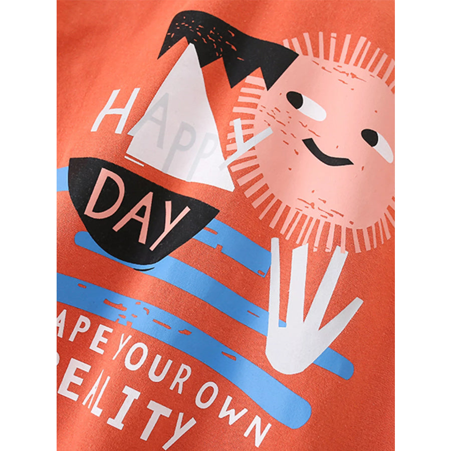 Children’s Happy Day Graphic Round Neck T-Shirt Apparel and Accessories