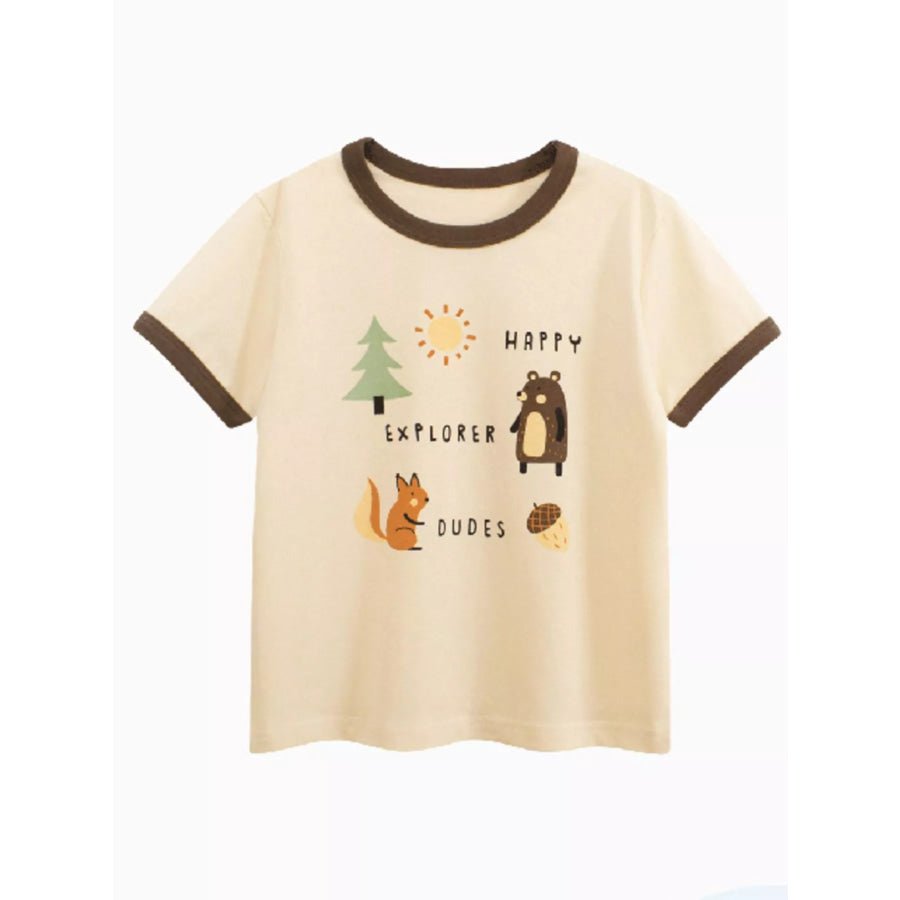 Children’s Happy Explorer Woodland Creatures Graphic T-Shirt Cream / 2T Apparel and Accessories