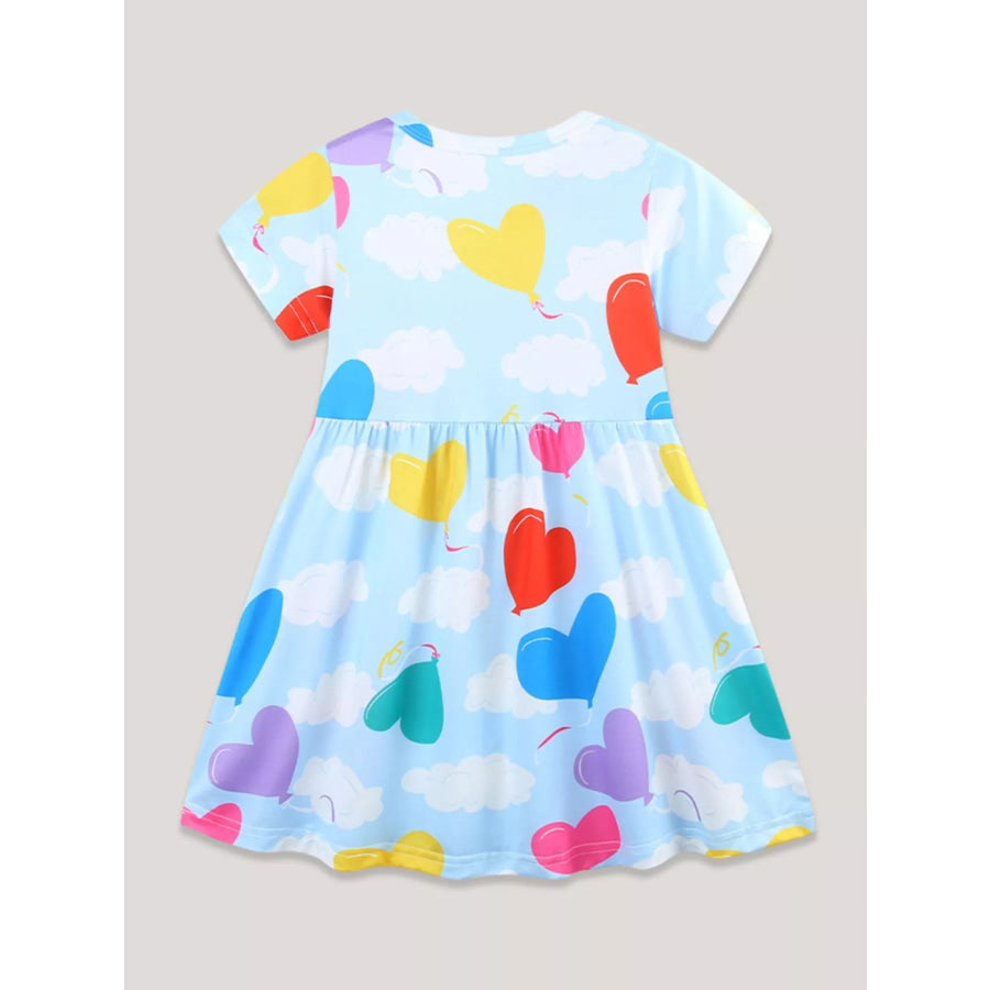 Children’s Heart Balloon Print Casual Dress Apparel and Accessories