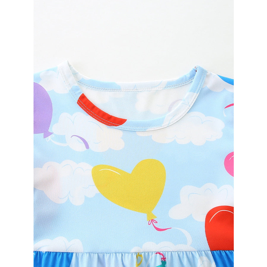 Children’s Heart Balloon Print Casual Dress Apparel and Accessories