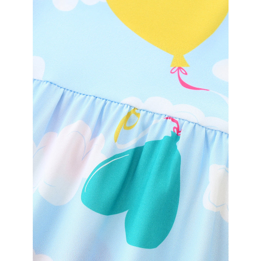 Children’s Heart Balloon Print Casual Dress Apparel and Accessories