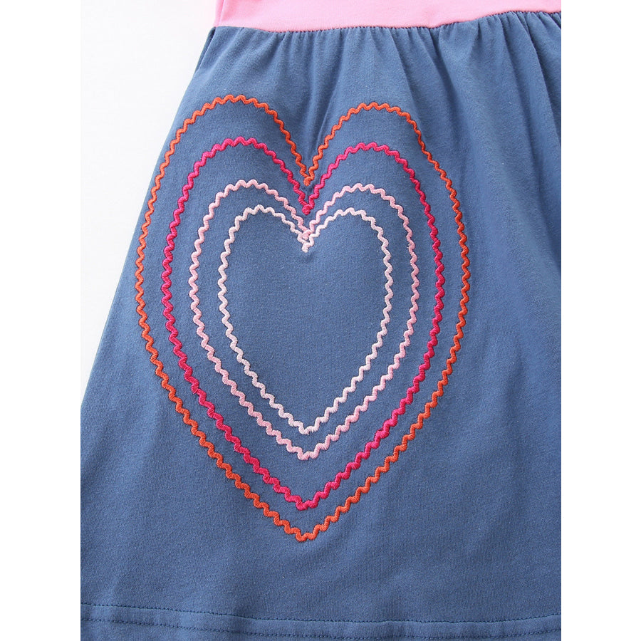 Children’s Heart Embroidered Casual Dress Apparel and Accessories