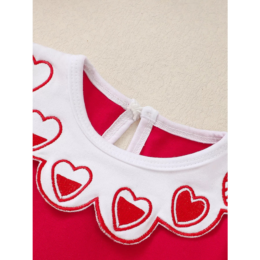 Children’s Heart Embroidered Peter Pan Collar Long Sleeve Dress Apparel and Accessories