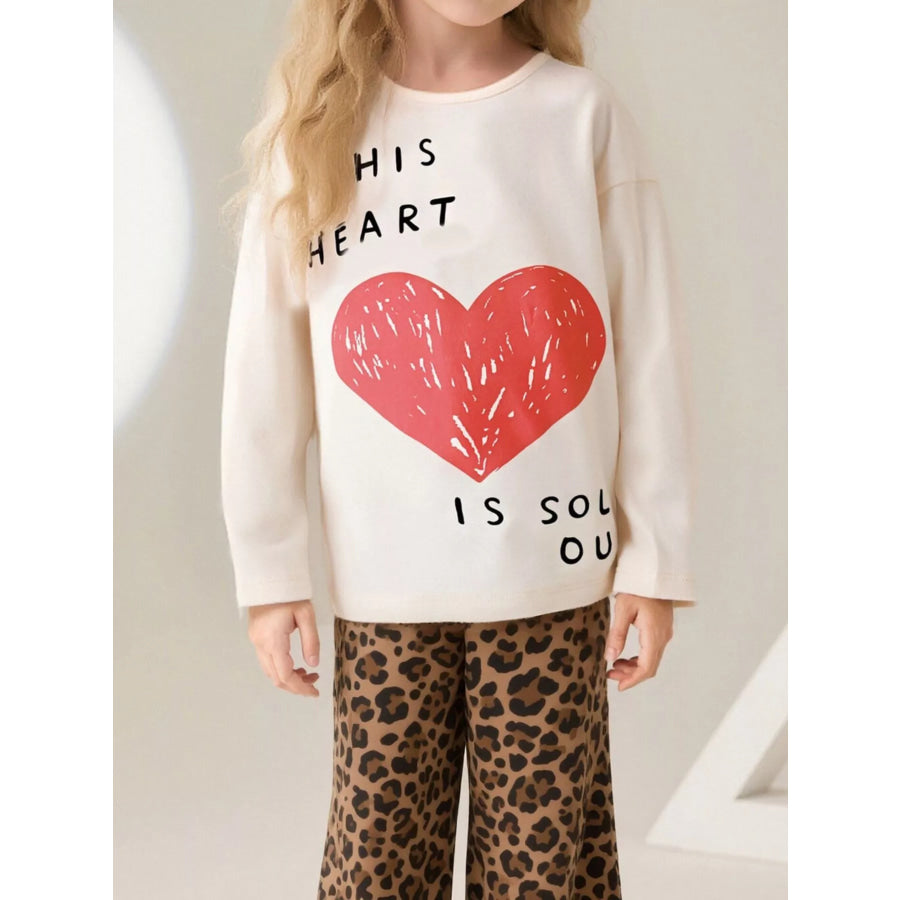 Children’s Heart Long Sleeve Casual T-Shirt Eggshell / 3Y Apparel and Accessories