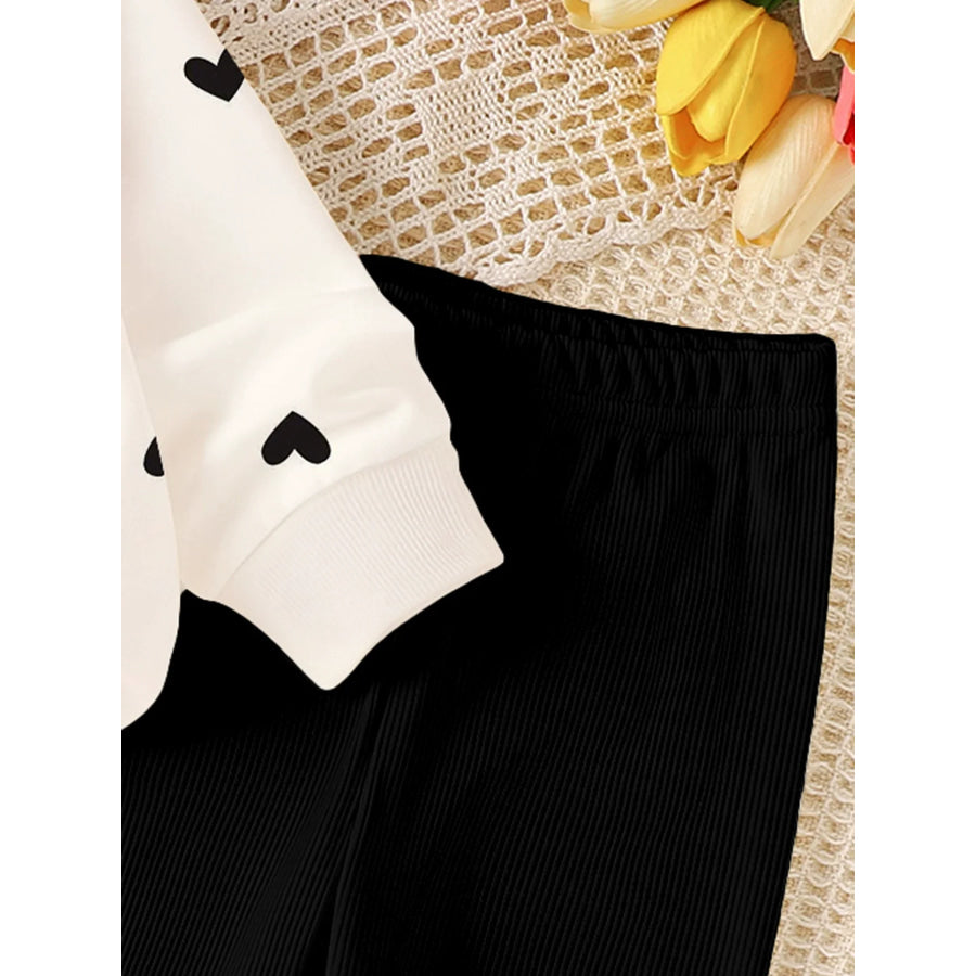 Children’s Heart Print Long Sleeve Top & Pants Set Apparel and Accessories