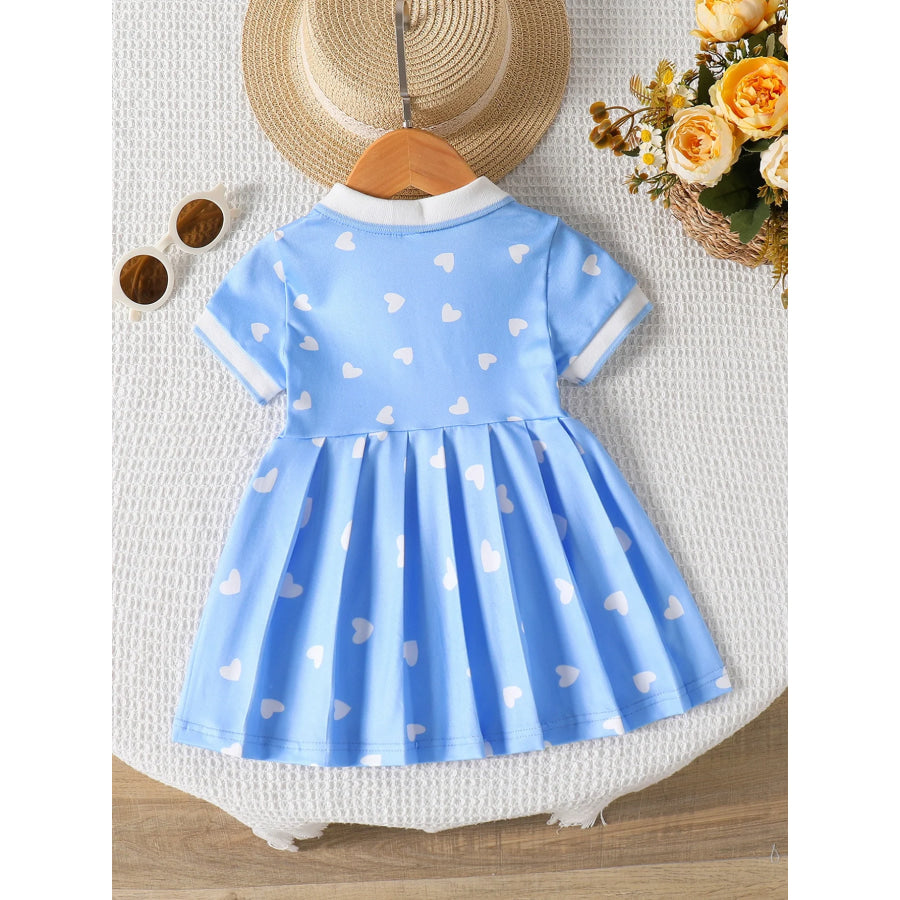 Children’s Heart Print Pleated Dress Apparel and Accessories