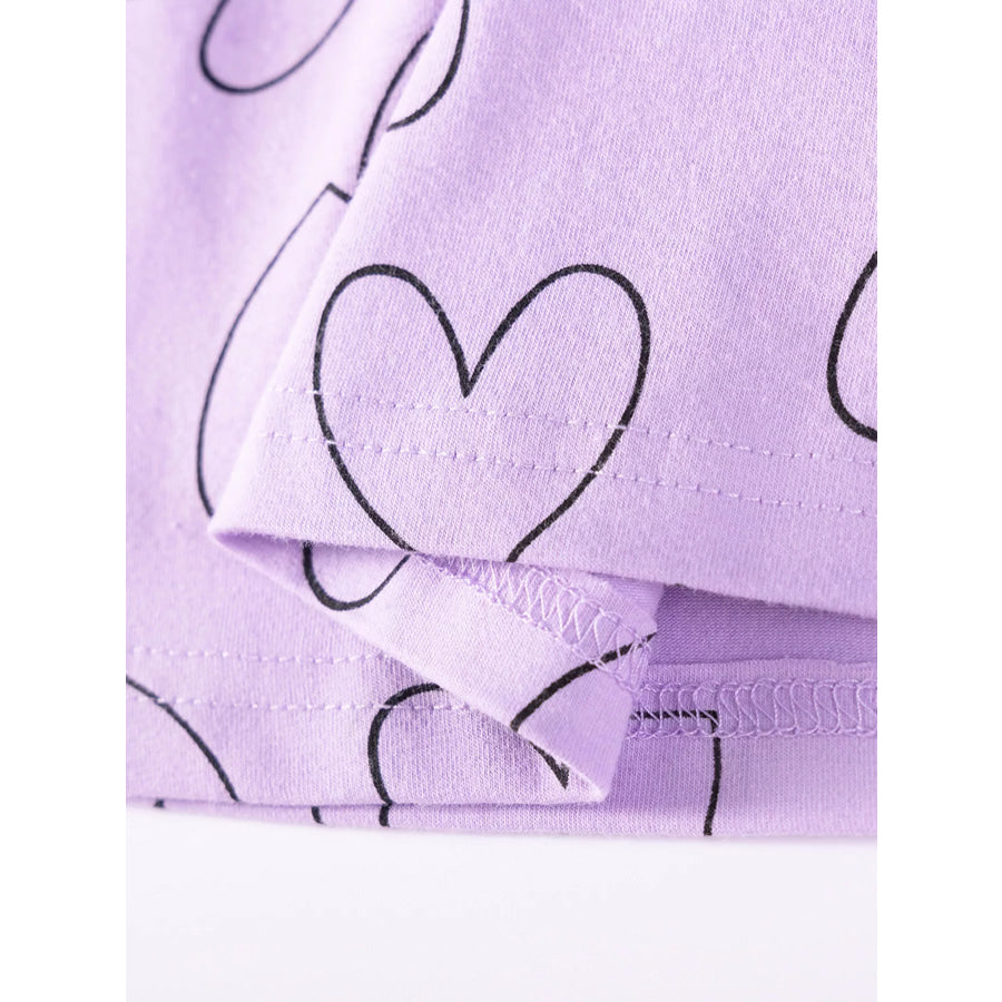 Children’s Heart Print Ruffle Sleeve Casual Dress Apparel and Accessories