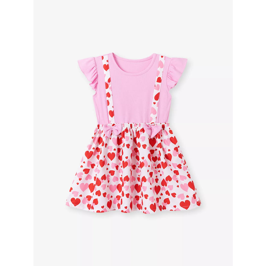 Children’s Heart Print Ruffle Sleeve Dress Apparel and Accessories