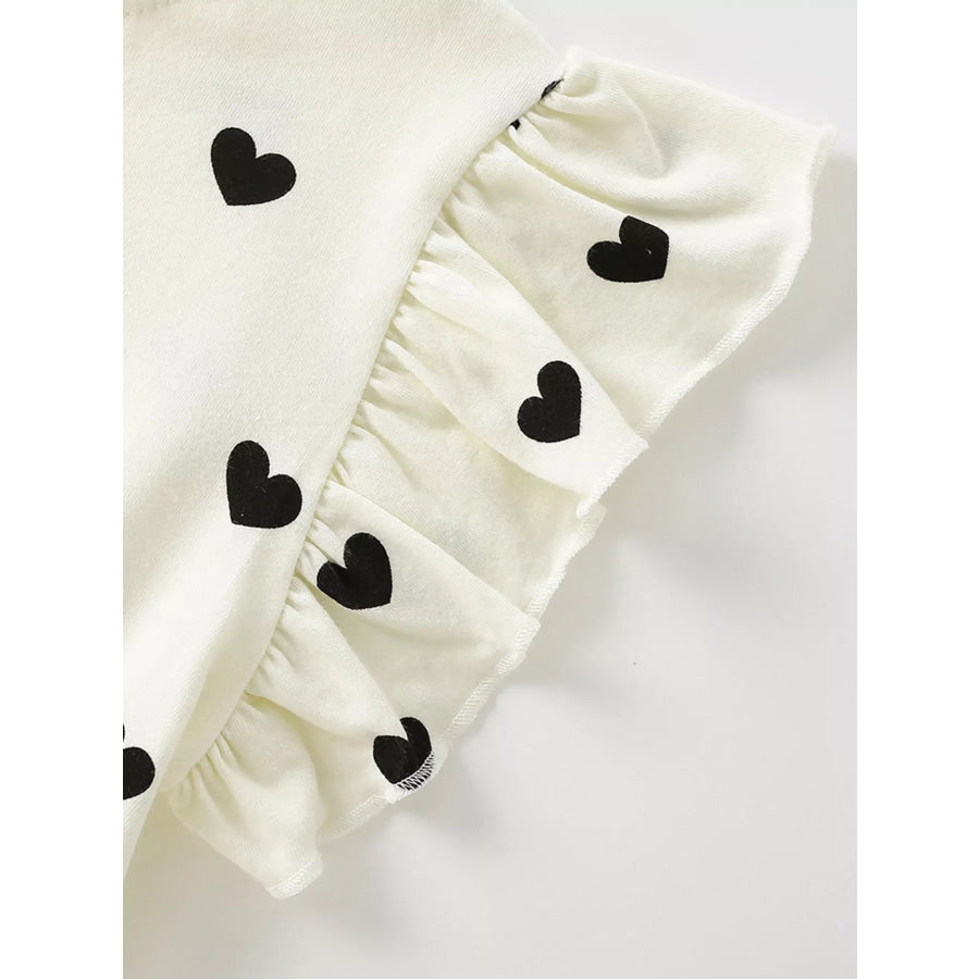 Children’s Heart Print Ruffle Sleeve Dress Apparel and Accessories
