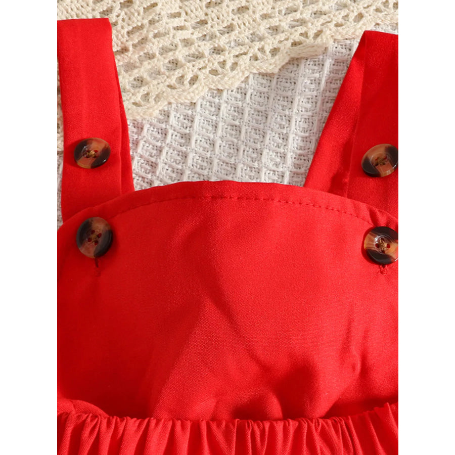 Children’s Heart Print Ruffle Trim Bodysuit and Dress Set with Headband Apparel and Accessories