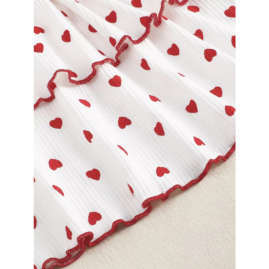 Children’s Heart Print Tiered Dress and Belt Set Apparel and Accessories