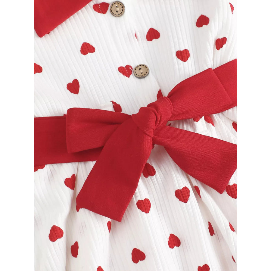 Children’s Heart Print Tiered Dress and Belt Set Apparel and Accessories