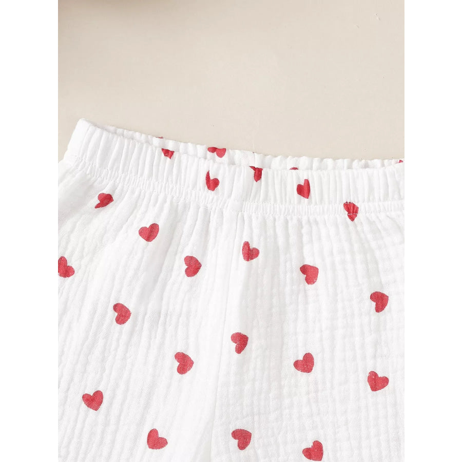 Children’s Heart Print Top and Flare Pants with Headband Apparel and Accessories