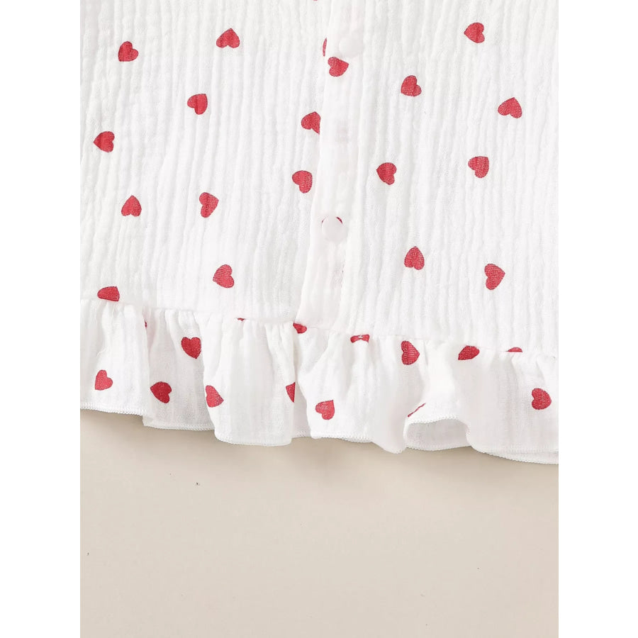 Children’s Heart Print Top and Flare Pants with Headband Apparel and Accessories
