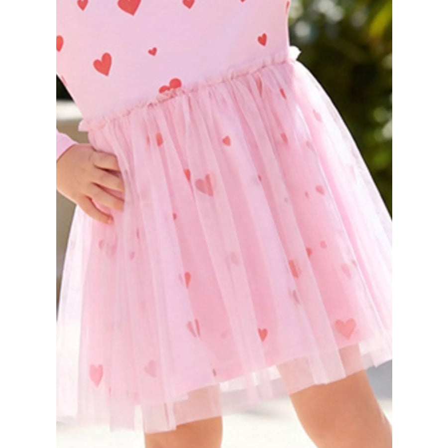 Children’s Heart Print Tulle Dress Apparel and Accessories
