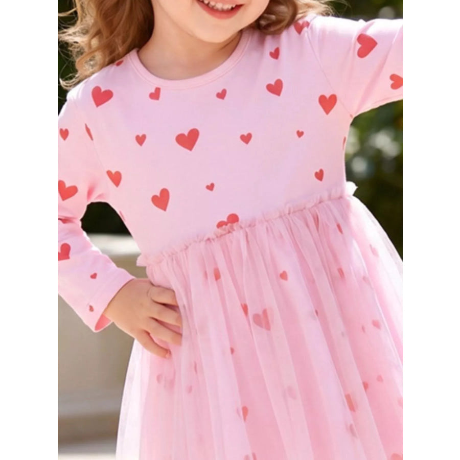 Children’s Heart Print Tulle Dress Apparel and Accessories