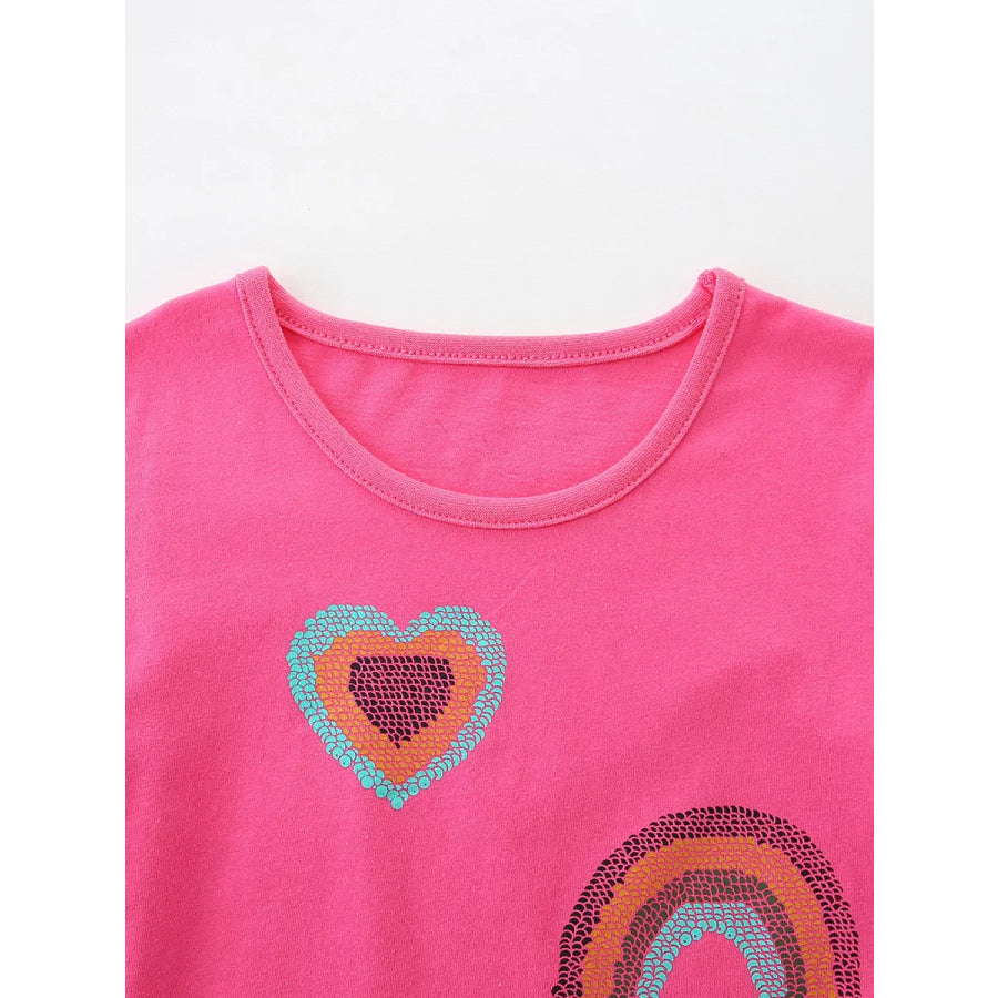 Children’s Heart & Rainbow Round Neck Tee Apparel and Accessories