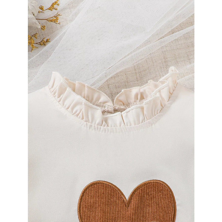 Children’s Heart Ruffle Trim Top & Bow Decor Corduroy Skirt Set Brown / 6-9M Apparel and Accessories