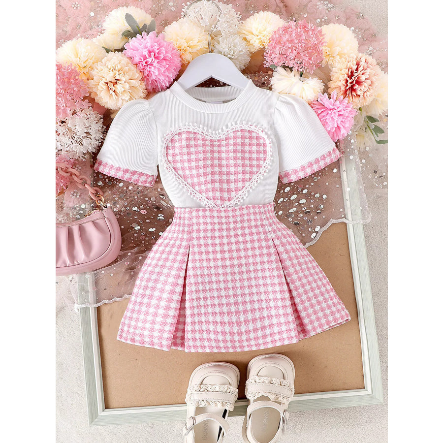 Children’s Heart Short Sleeve Top and Skirt Set Apparel and Accessories