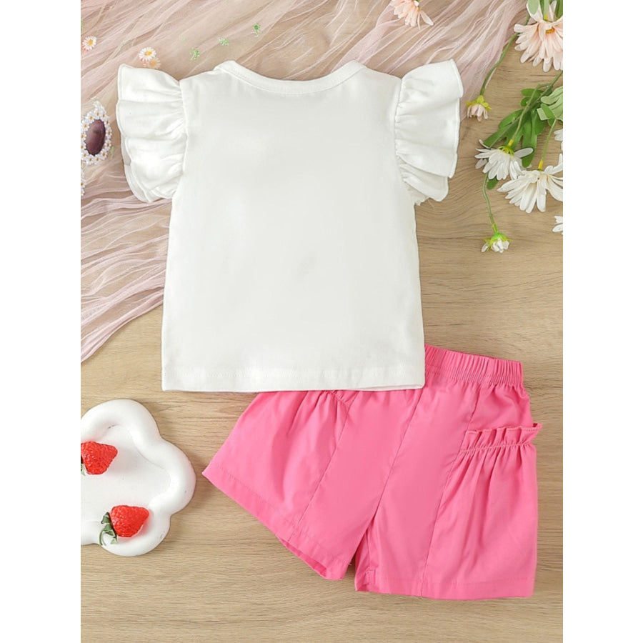 Children’s Hello Print Ruffle Sleeve Top & Shorts Set Apparel and Accessories