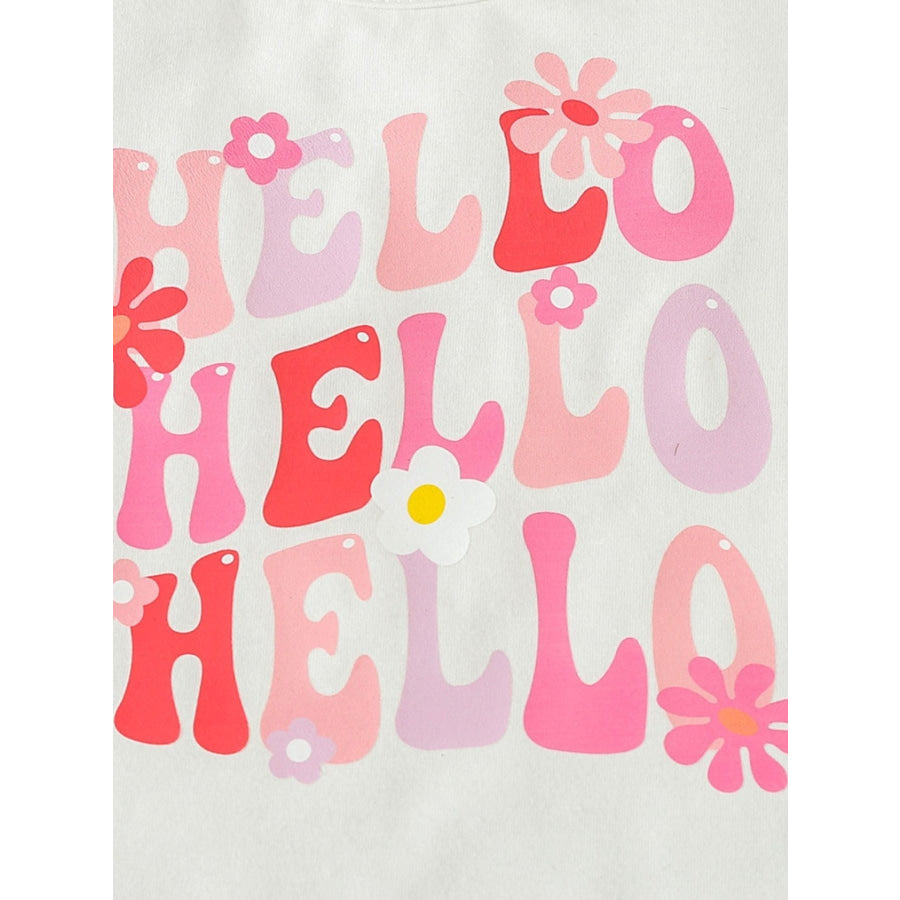 Children’s Hello Print Ruffle Sleeve Top & Shorts Set Apparel and Accessories