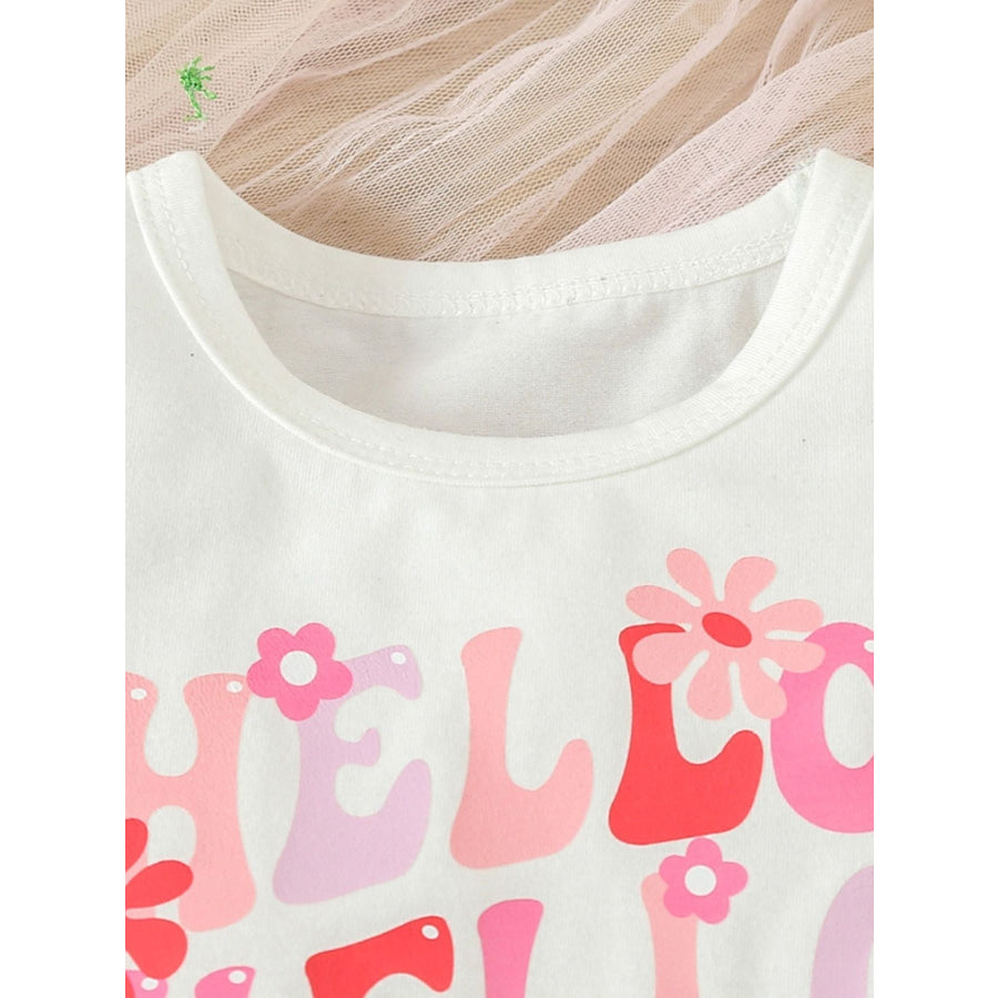 Children’s Hello Print Ruffle Sleeve Top & Shorts Set Apparel and Accessories