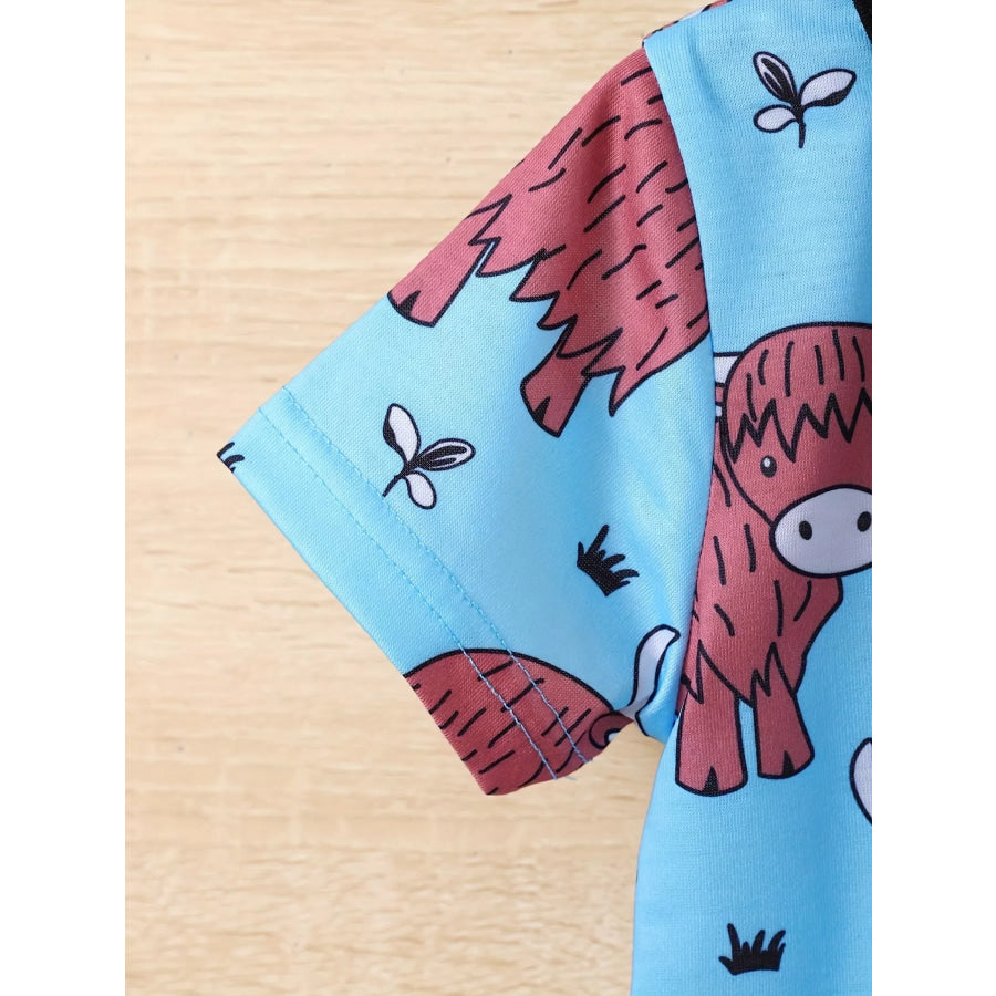 Children’s Highland Cow Print Pajama Set Apparel and Accessories