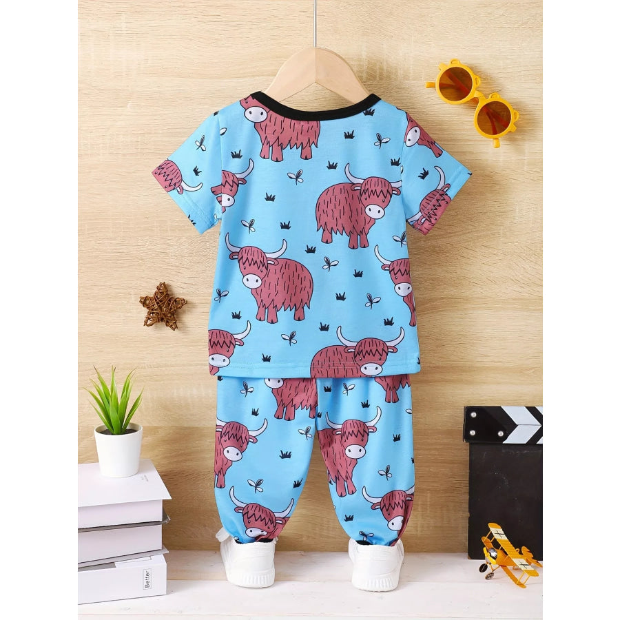 Children’s Highland Cow Print Pajama Set Apparel and Accessories