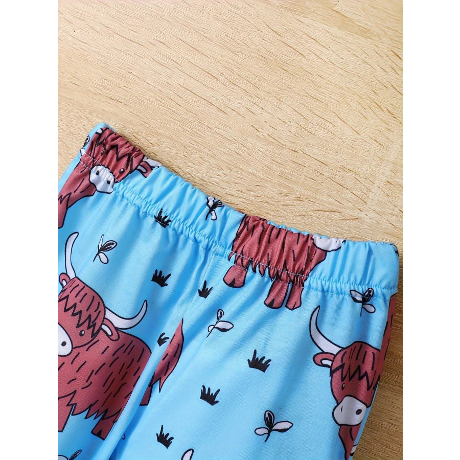 Children’s Highland Cow Print Pajama Set Apparel and Accessories